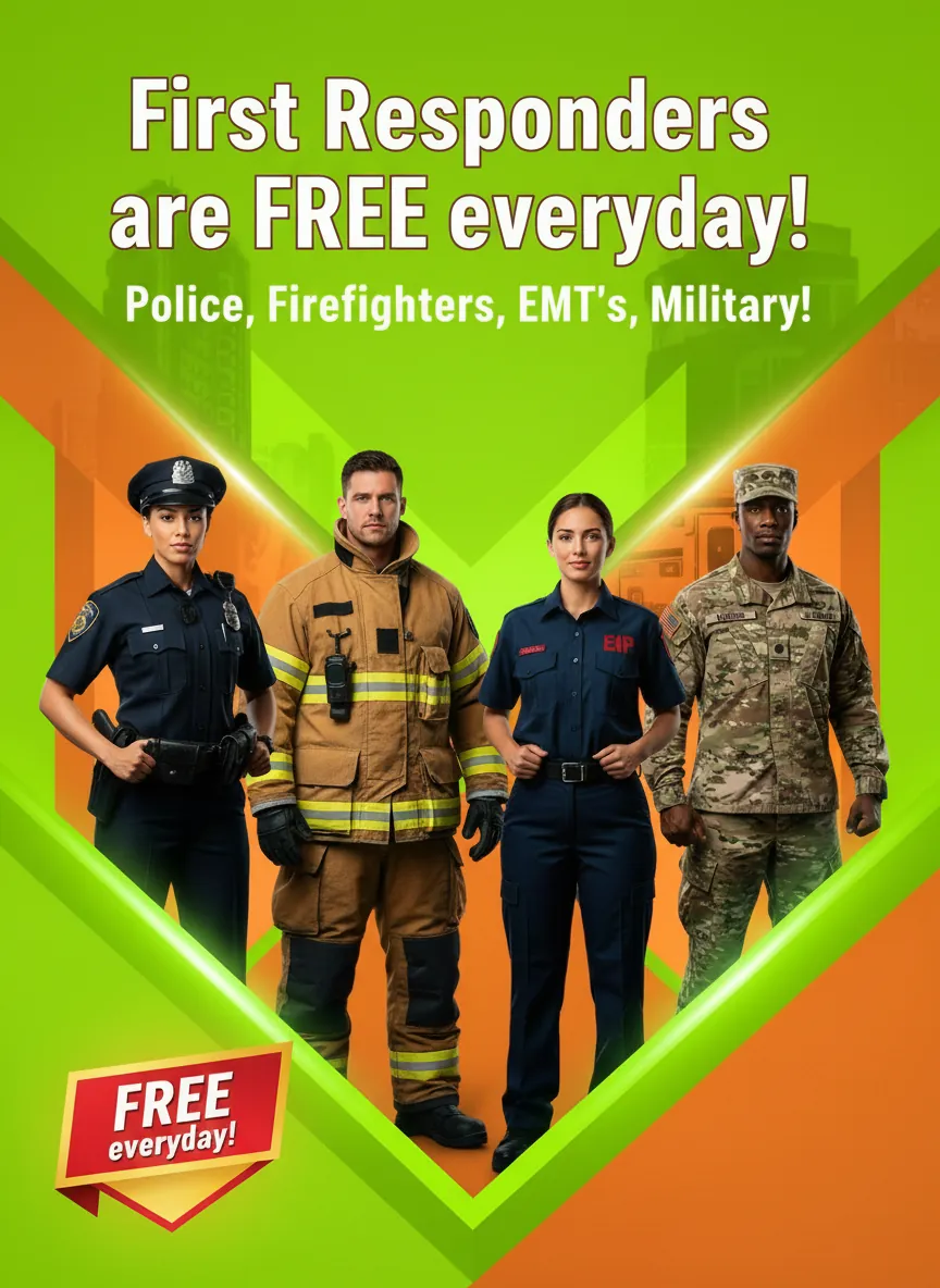 First responders play FREE at Twisted Escape Rooms — escape rooms Vancouver WA. Police, firefighters, EMTs & veterans welcome.